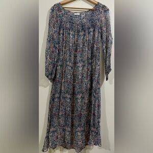 CHABOUKIE Blue Printed Long Sleeve Maxi Dress